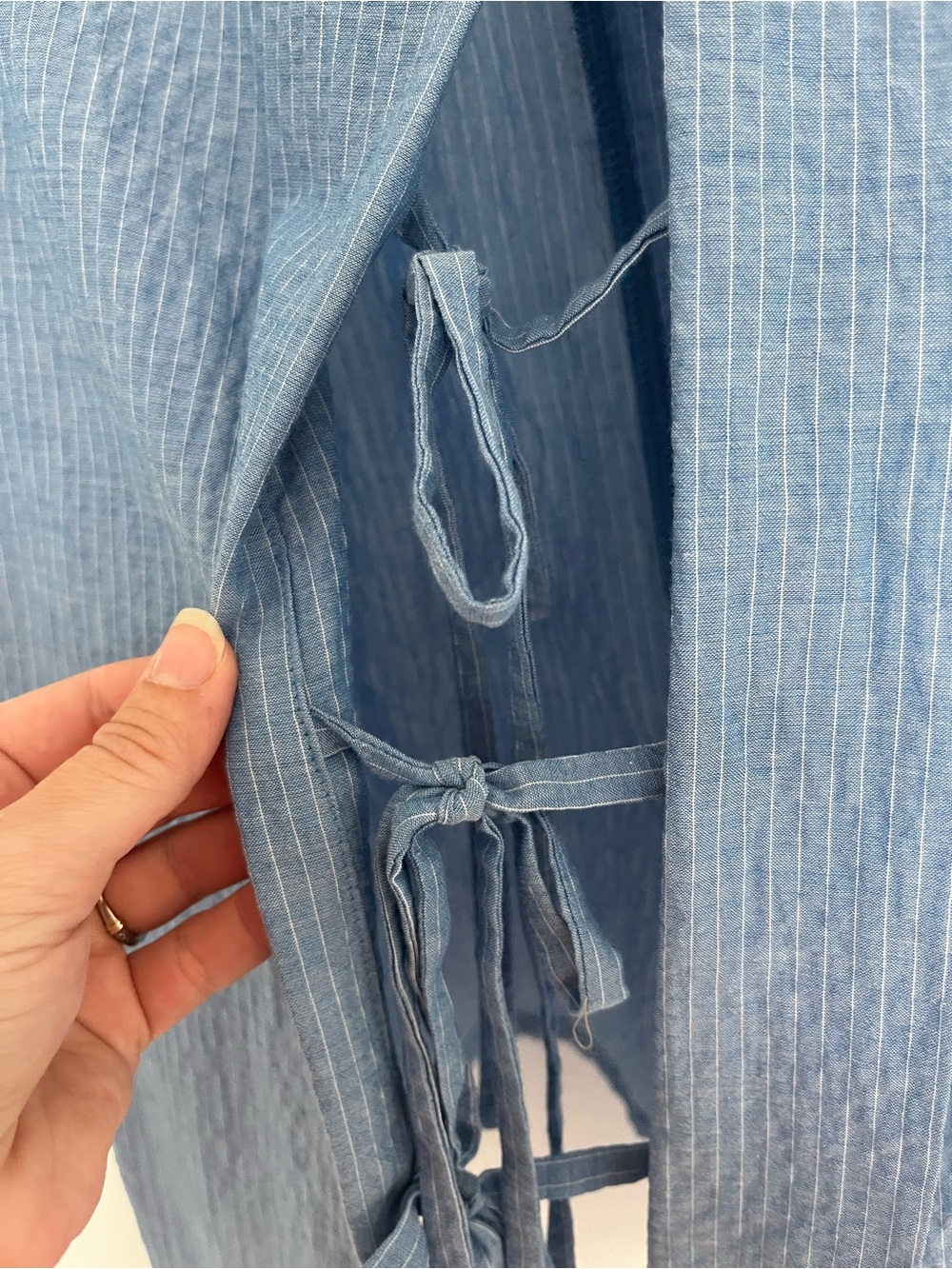 Blue Short-Sleeve Lightweight Button-Back Top - Picture 9 of 12
